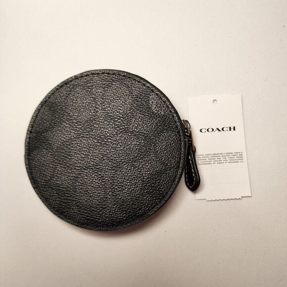 NWT Coach CX348 Coin Case In Signature Canvas With Halloween Graphic Cat Moon - Picture 4 of 5